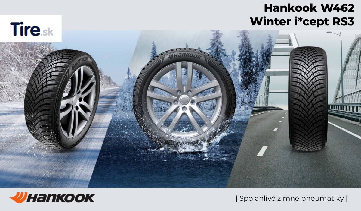 Detail dezénu zimnej pneumatiky Hankook W462 Winter i*cept RS3 so 3D lamelami a zimnou zmesou pre bezpečný záber v zime.